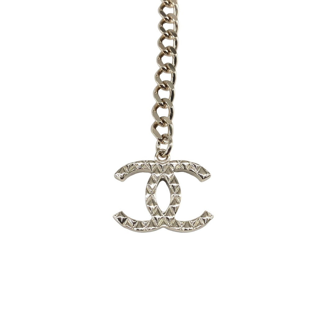 Chanel CC Logo Quilted Necklace with Mirror Black Gold — view 7