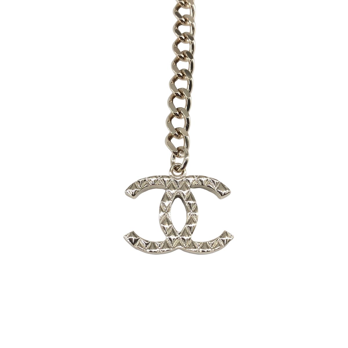 Chanel CC Logo Quilted Necklace with Mirror Black Gold — view 7