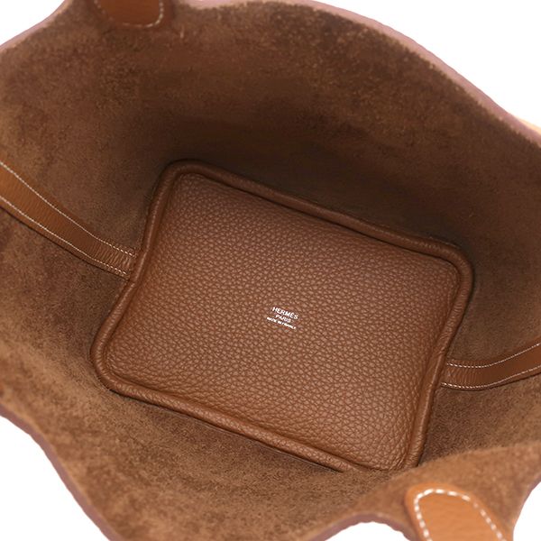 Hermes Handbag Picotin Lock 18 PM Taurillon Clemence Gold Silver Brown — view 7