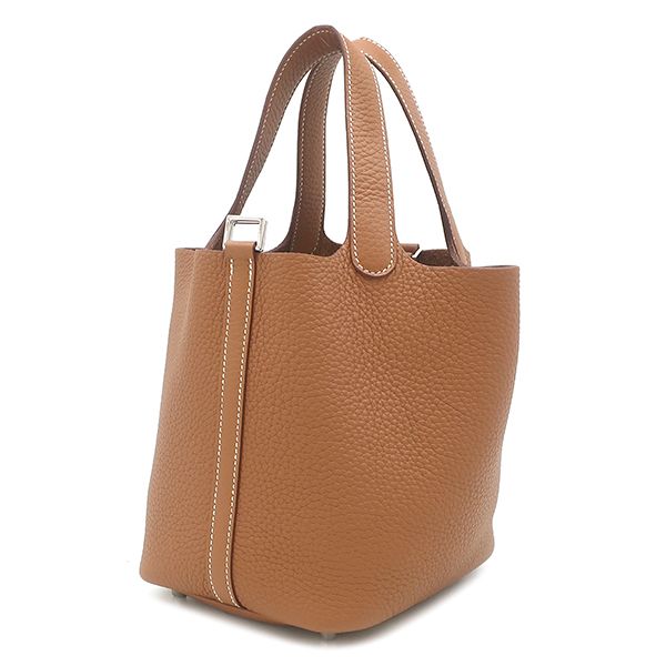 Hermes Handbag Picotin Lock 18 PM Taurillon Clemence Gold Silver Brown — view 2