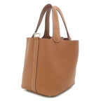 Hermes Handbag Picotin Lock 18 PM Taurillon Clemence Gold Silver Brown — view 2