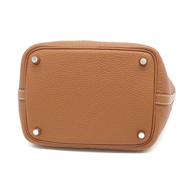 Hermes Handbag Picotin Lock 18 PM Taurillon Clemence Gold Silver Brown — view 4