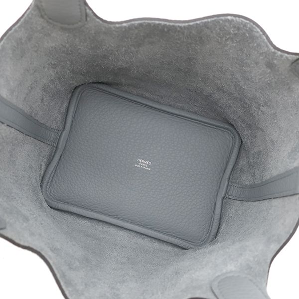 Hermes Handbag Picotin Lock 18 PM Taurillon Clemence Gray Pantin Silver — view 6