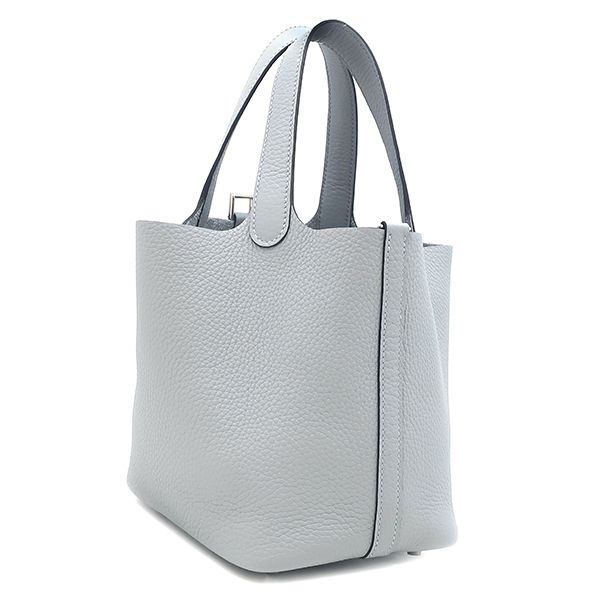 Hermes Handbag Picotin Lock 18 PM Taurillon Clemence Gray Pantin Silver — view 3