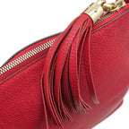 Gucci Shoulder Bag Soho Interlocking G Leather Red Gold Tassel Show — view 8