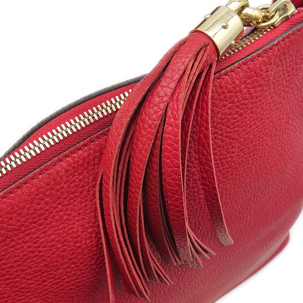 Gucci Shoulder Bag Soho Interlocking G Leather Red Gold Tassel Show — view 8
