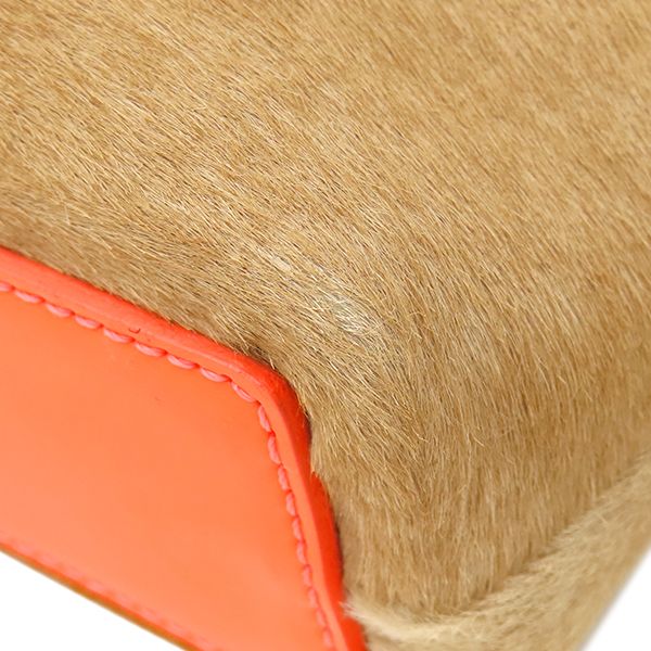 Dior Handbag Calf Hair Mini Tote Beige Orange Silver — view 4