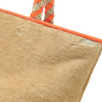 Dior Handbag Calf Hair Mini Tote Beige Orange Silver — view 6