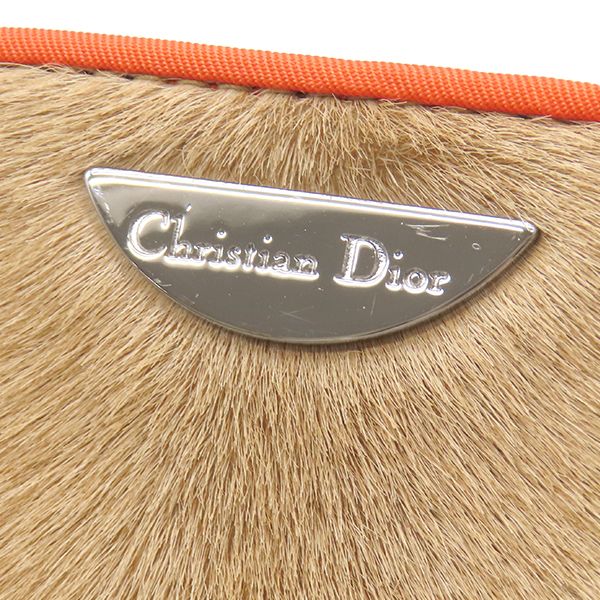 Dior Handbag Calf Hair Mini Tote Beige Orange Silver — view 7