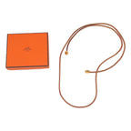 Hermes Lanille Leather Necklace Brown Gold