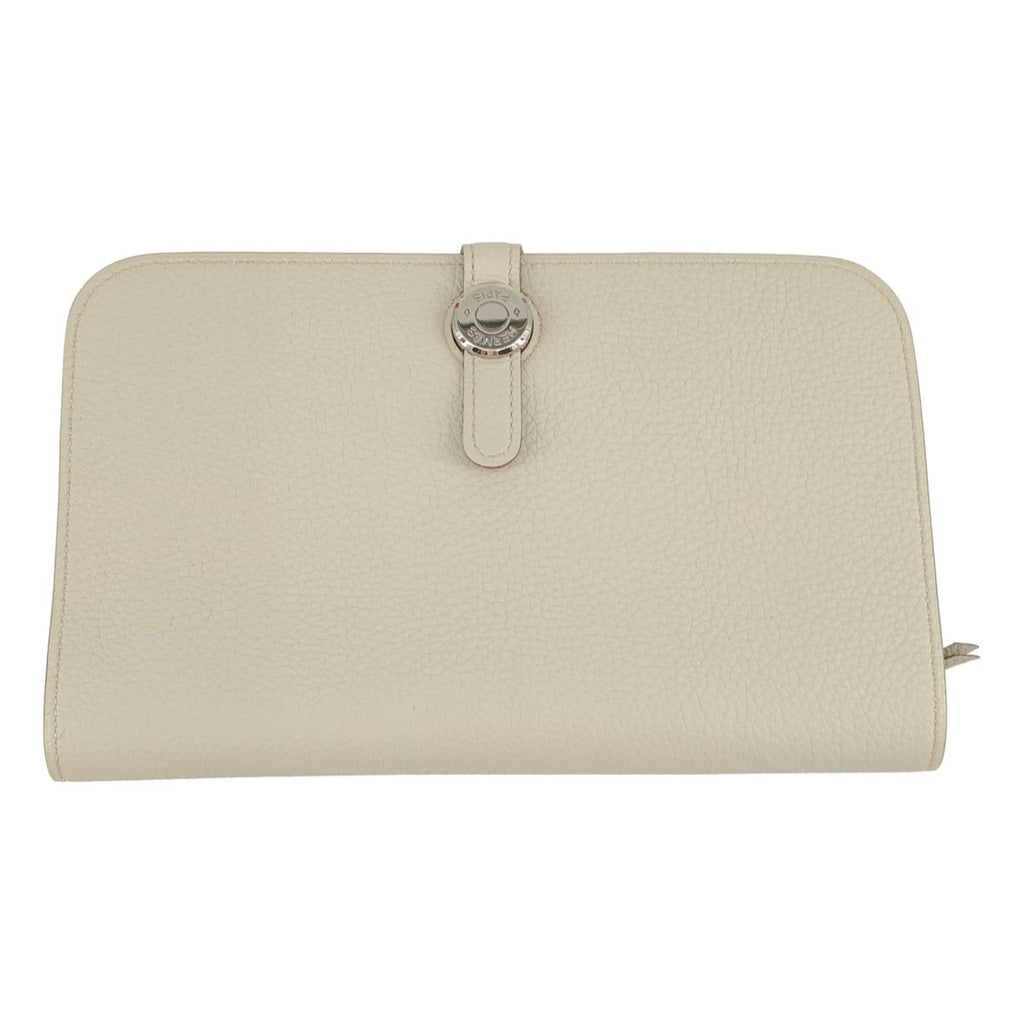 Hermes GM Dogon Duo Leather Wallet Beige
