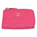 Chanel Quilted Caviar Leather Key Case Pink Key Holder