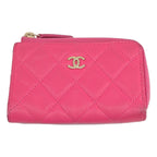 Chanel Quilted Caviar Leather Key Case Pink Key Holder