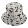 Chanel CC Logo Bucket Hat S White Gray