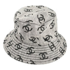 Chanel CC Logo Bucket Hat S White Gray