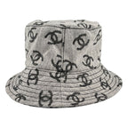 Chanel CC Logo Bucket Hat S White Gray — view 4