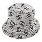 Chanel CC Logo Bucket Hat S White Gray — view 3
