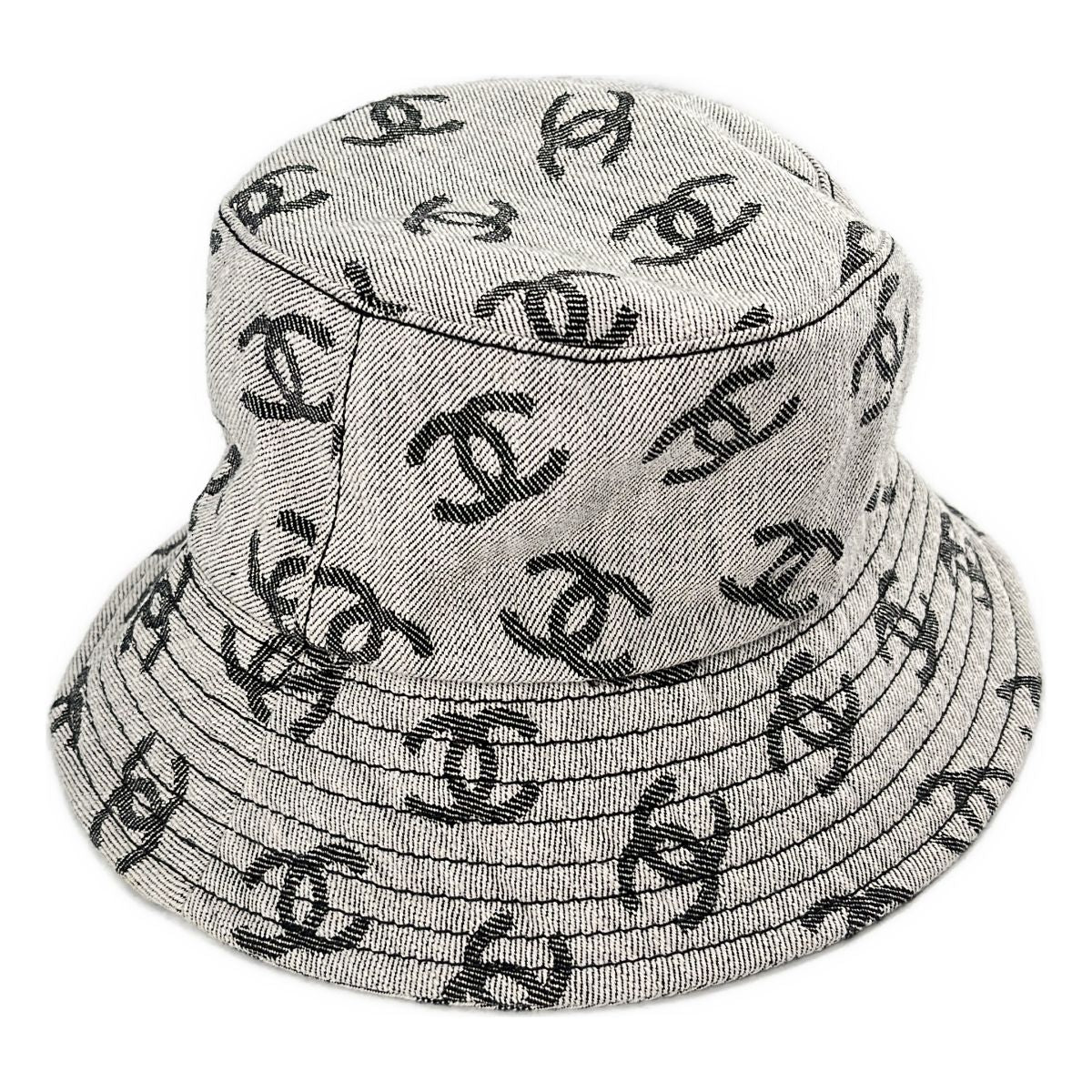 Chanel CC Logo Bucket Hat S White Gray — view 3