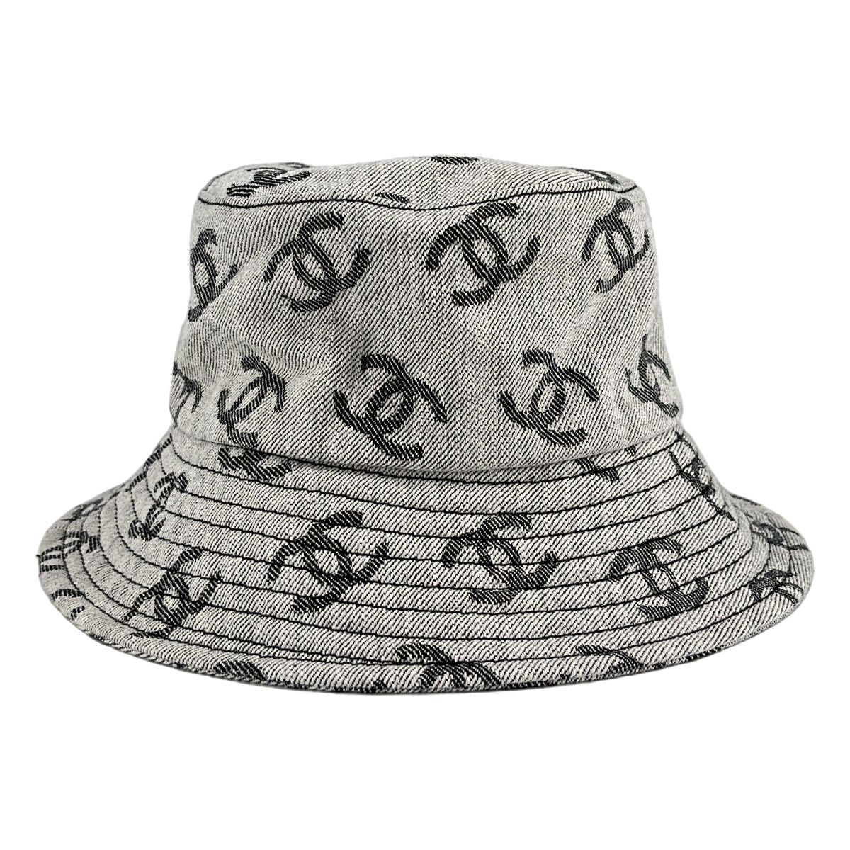 Chanel CC Logo Bucket Hat S White Gray — view 5