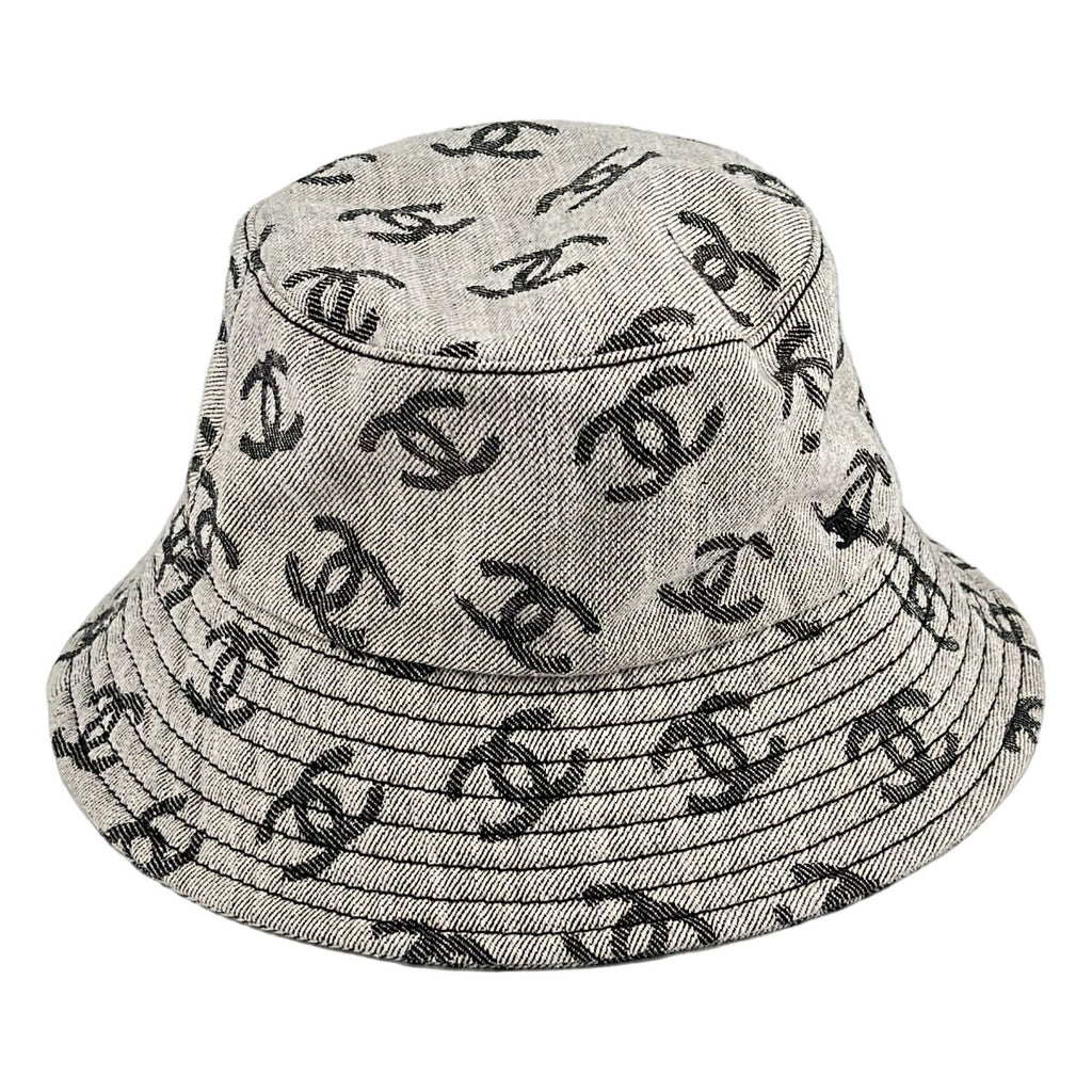 Chanel CC Logo Bucket Hat S White Gray — view 2