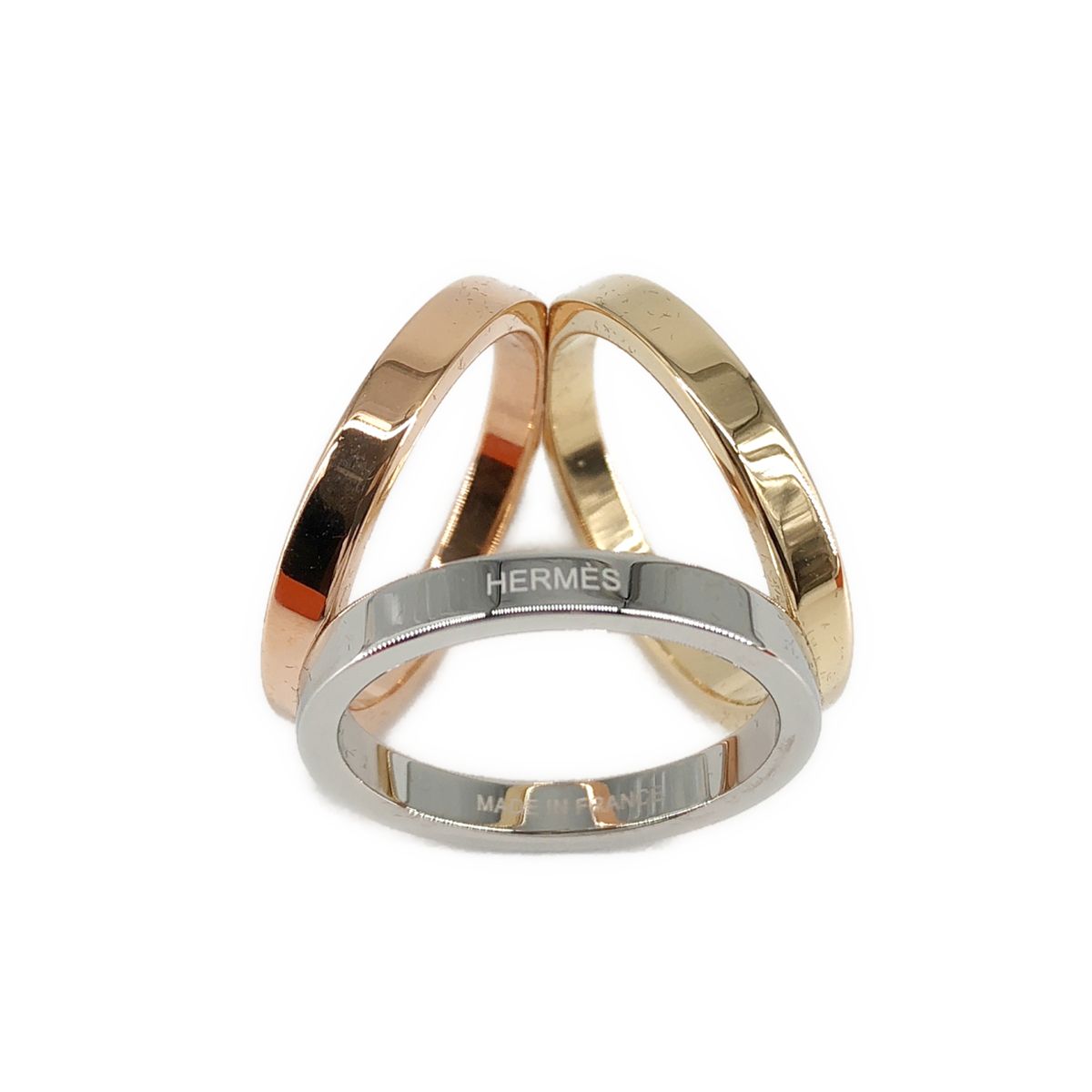 Hermes Trio Scarf Ring Gold Pink Silver — view 5