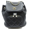 Chanel CC Logo Backpack Grained Calfskin BK