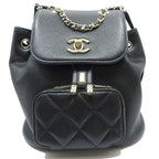Chanel CC Logo Backpack Grained Calfskin BK