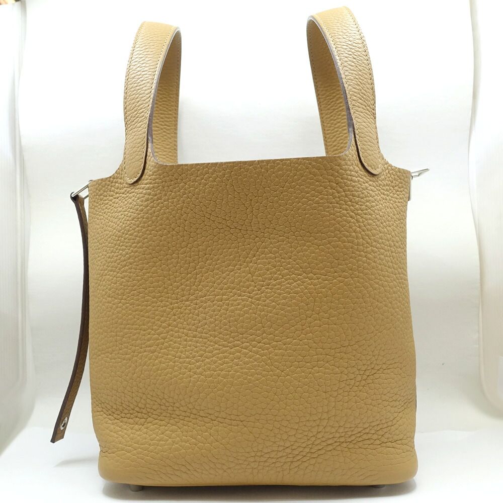 Hermes Picotin Lock PM Biscuit Taurillon Clemence Silver Handbag Bag — view 2
