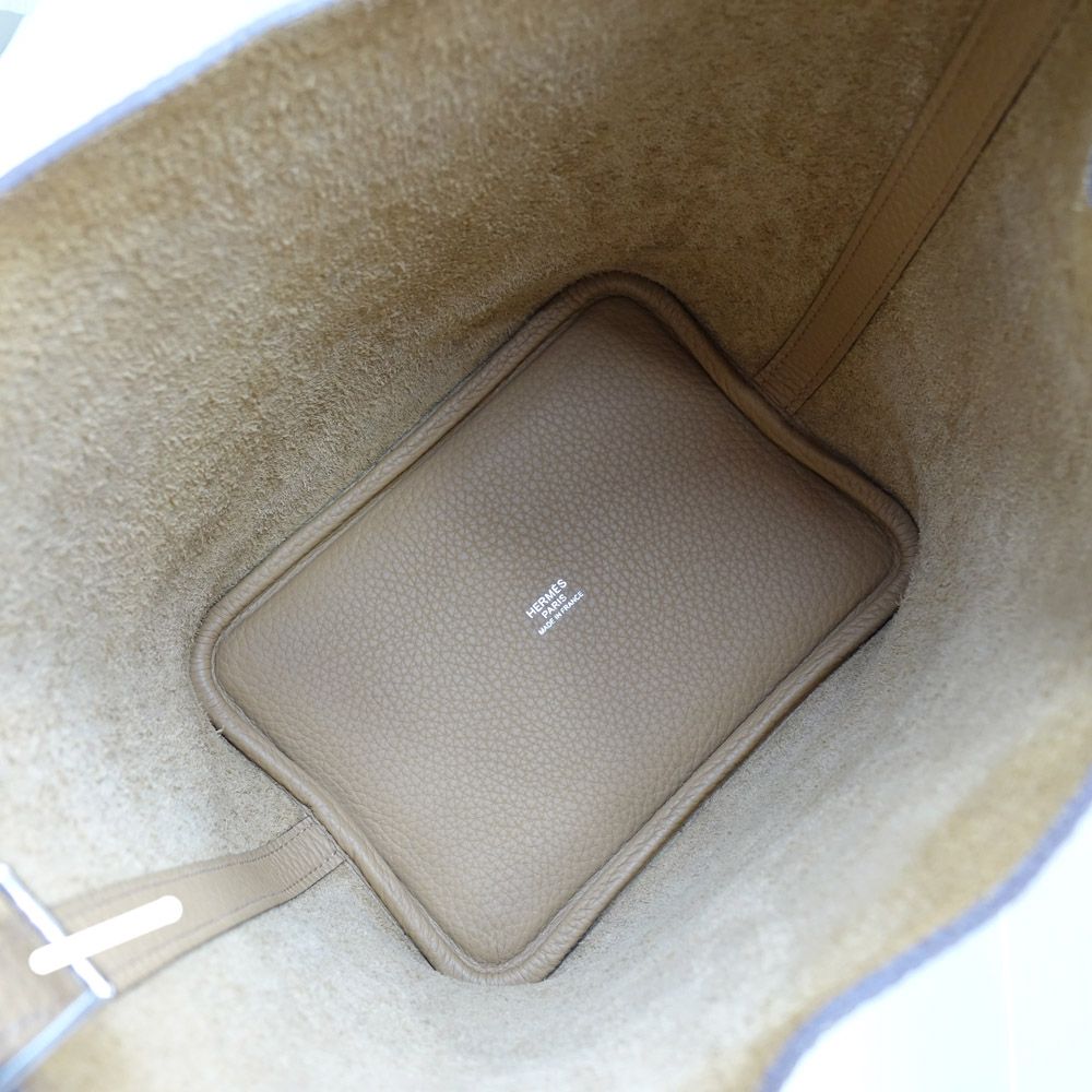 Hermes Picotin Lock PM Biscuit Taurillon Clemence Silver Handbag Bag — view 6