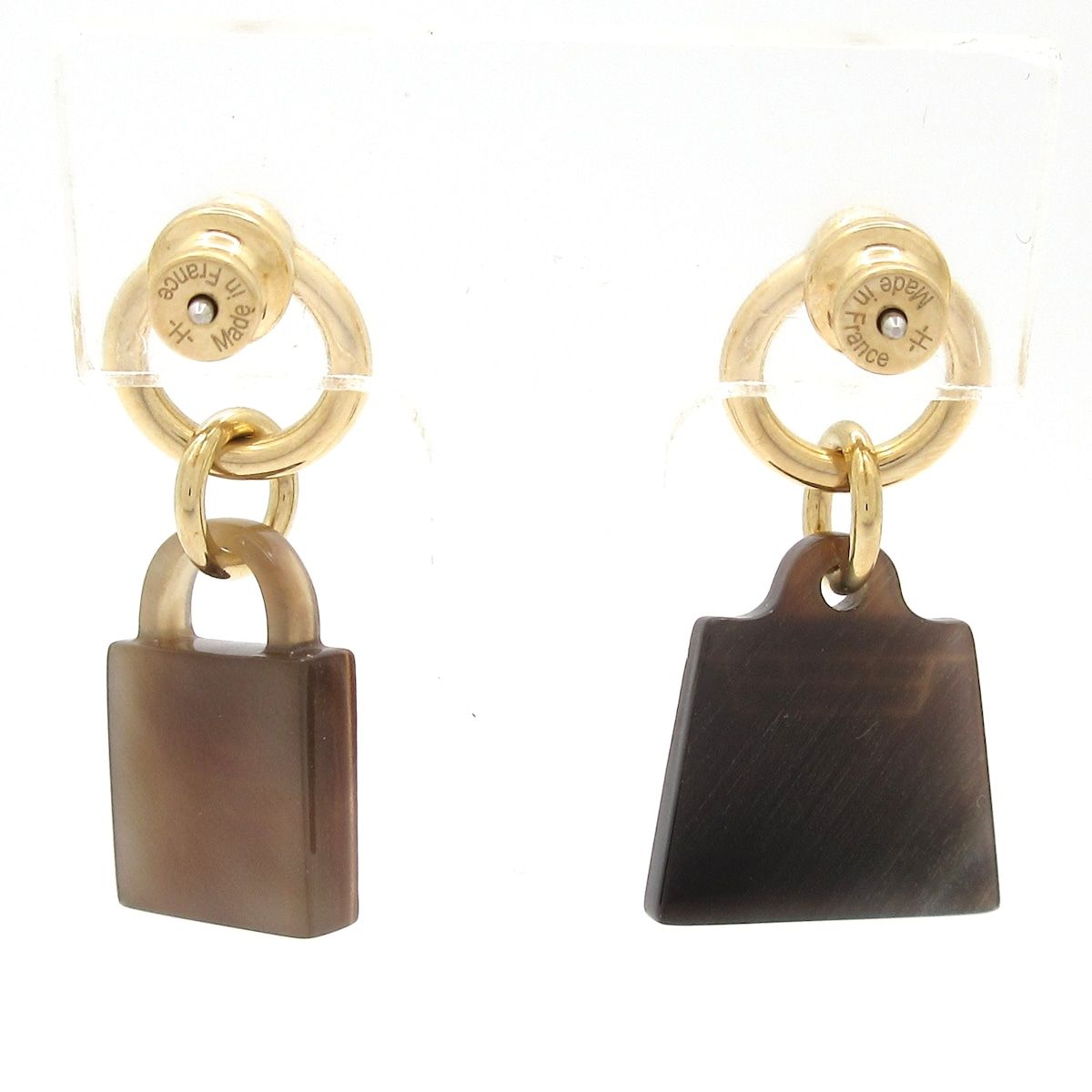 Hermes Earrings Gold Pink Beige Cadena Kelly — view 3