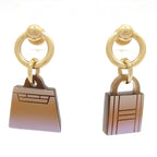 Hermes Earrings Gold Pink Beige Cadena Kelly