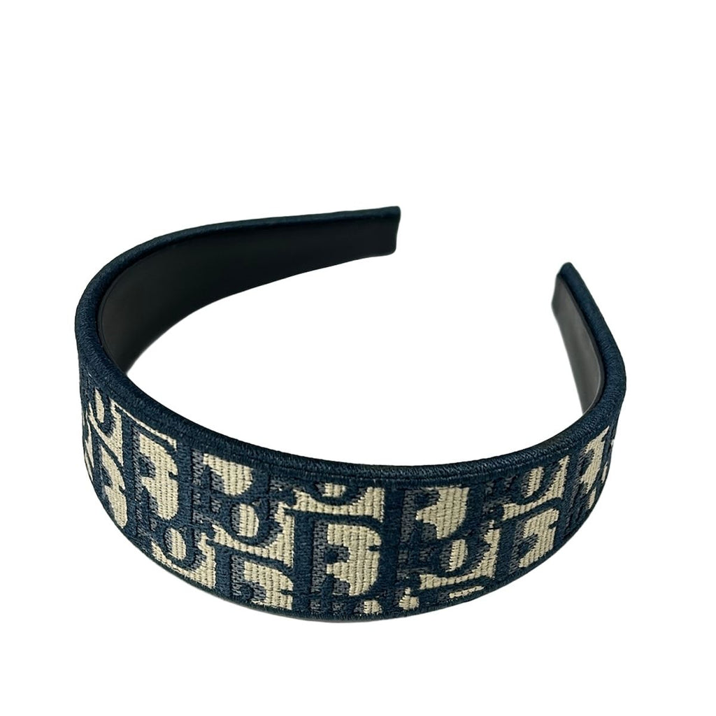 Dior Headband Beige Dark Navy Blue Oblique