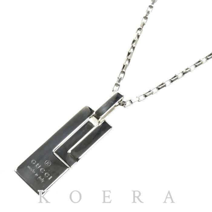 Gucci 925 Sterling Silver G Logo Plate Necklace 49