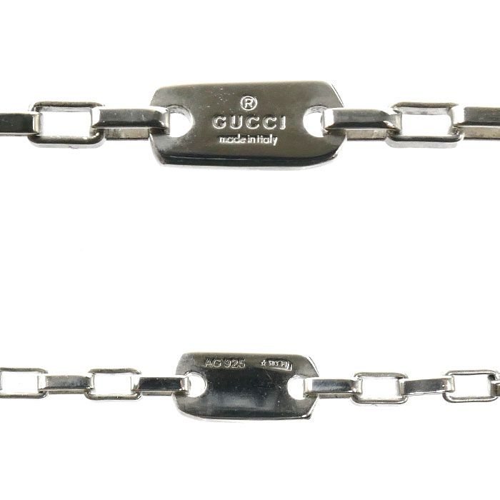 Gucci 925 Sterling Silver G Logo Plate Necklace 49 — view 5