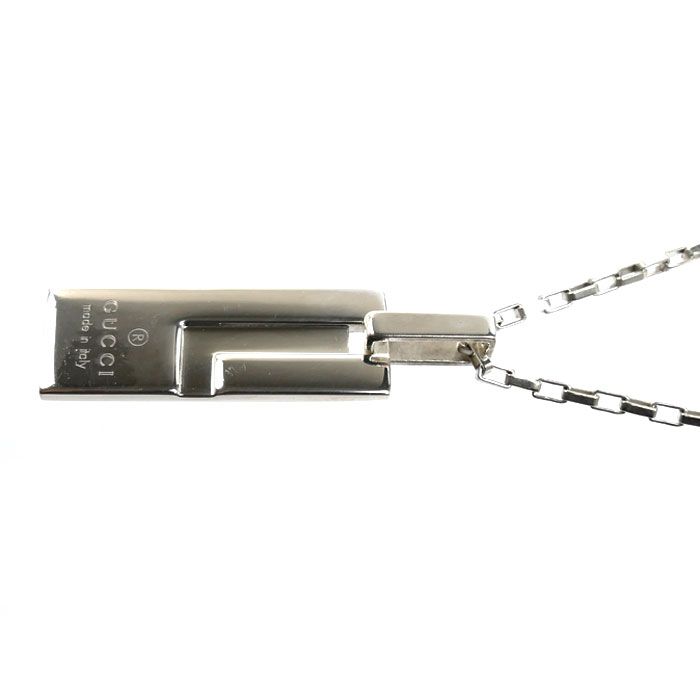 Gucci 925 Sterling Silver G Logo Plate Necklace 49 — view 3