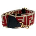 Fendi Shoulder Strap Beige Red Black Zucca Pattern Leather