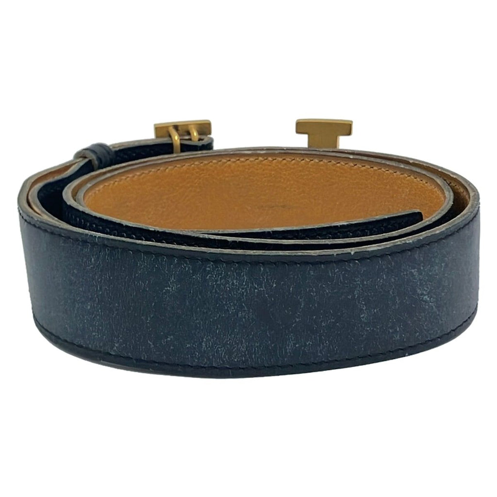 Hermes Belt H Dark Navy Gold Leather — view 2