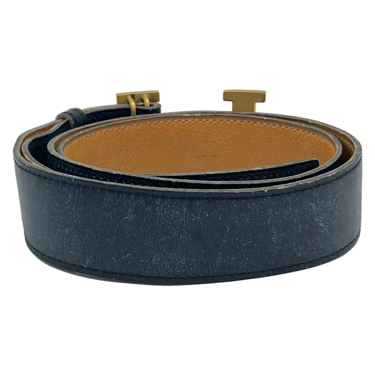 Hermes Belt H Dark Navy Gold Leather — view 2