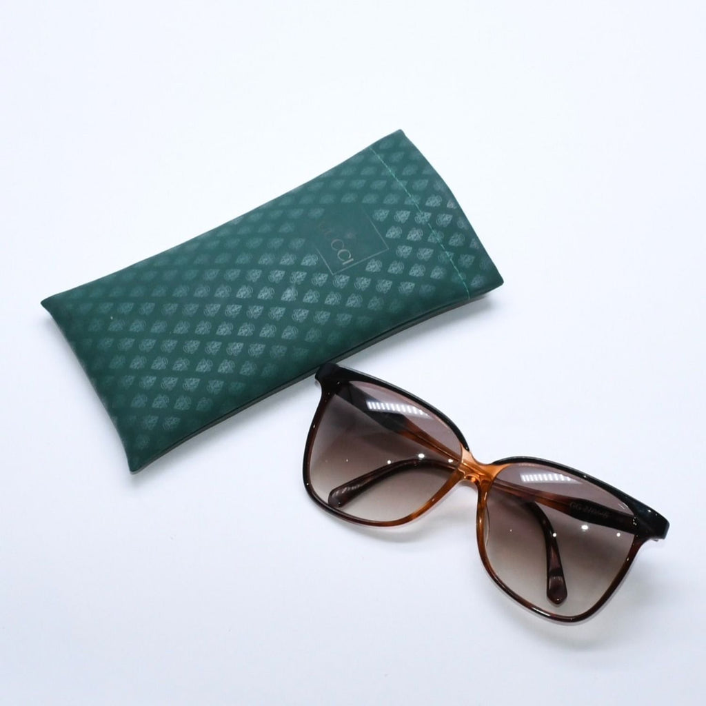 Gucci Teardrop Sunglasses Eyewear Interlocking G S Brown Gold