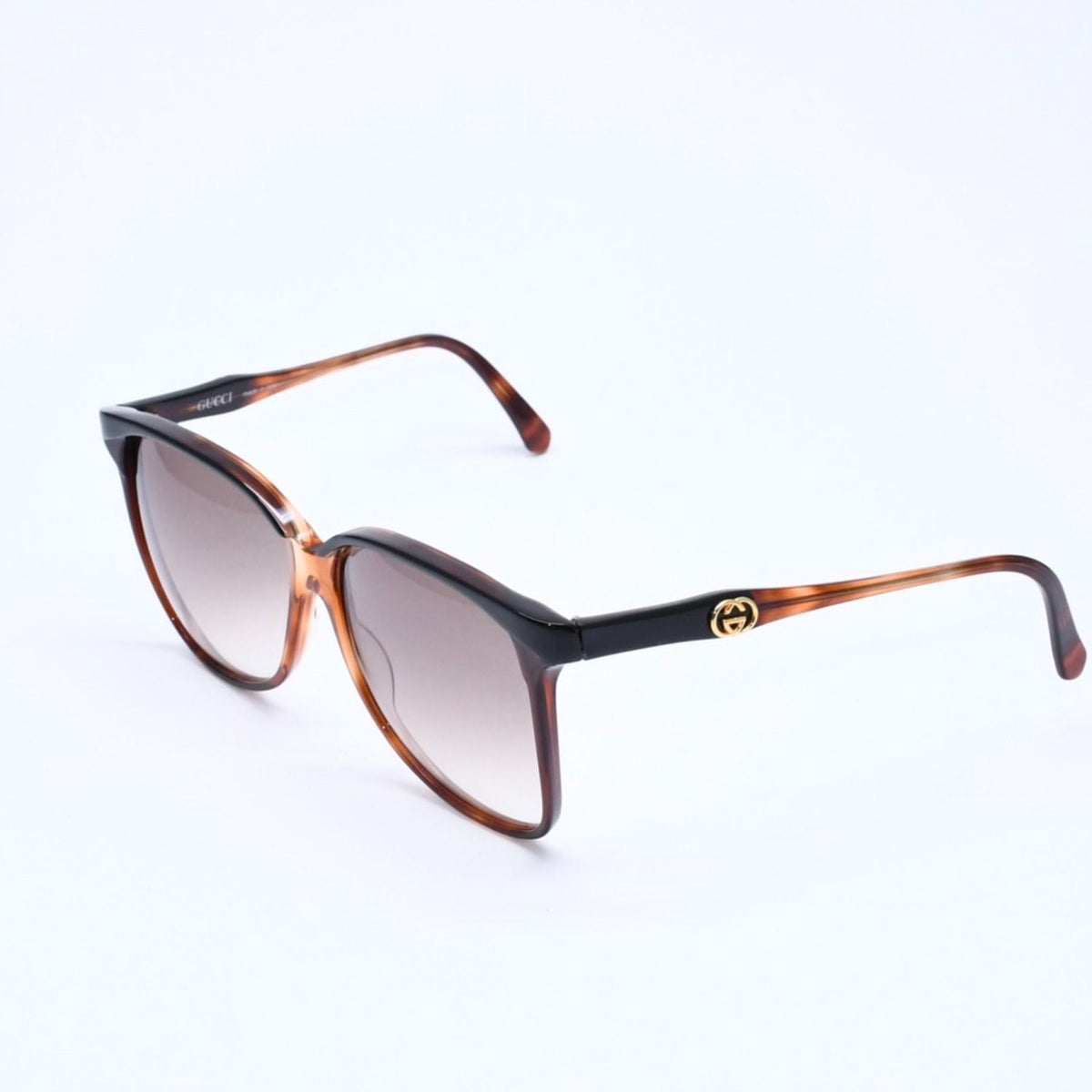 Gucci Teardrop Sunglasses Eyewear Interlocking G S Brown Gold — view 3