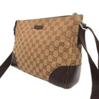 Gucci Shoulder Bag GG Canvas Crossbody Leather Brown Beige — view 2