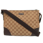 Gucci Shoulder Bag GG Canvas Crossbody Leather Brown Beige