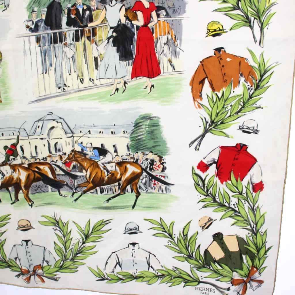 Hermes Scarf Carre 90 Chantilly Lee Racecourse All Over Print Multicolor — view 7