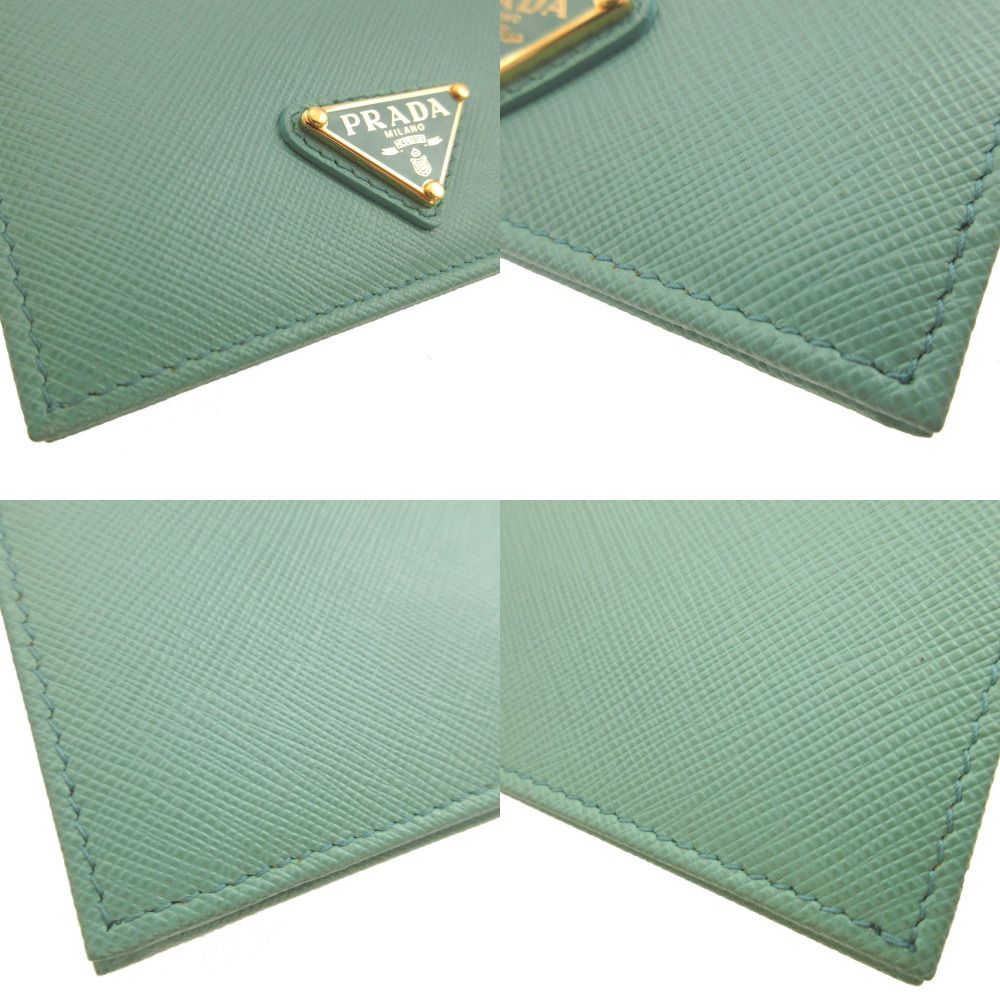 Prada Saffiano Leather Giada Green Bifold Wallet — view 7