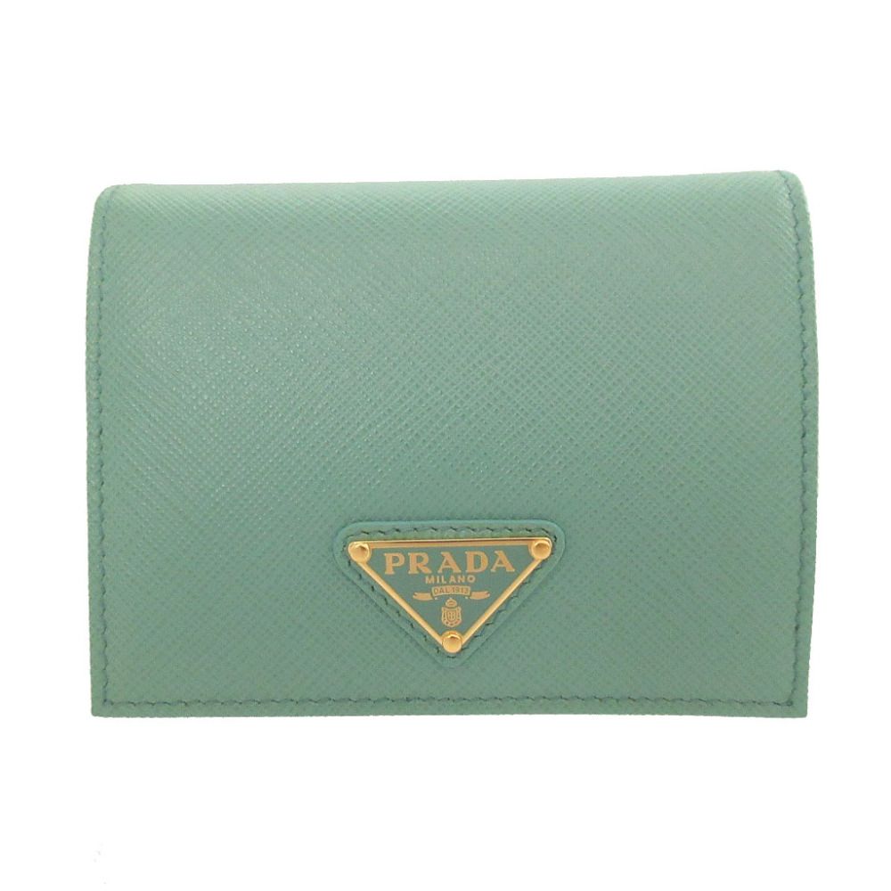Prada Saffiano Leather Giada Green Bifold Wallet