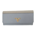 Prada Saffiano Leather Blue Gray Bifold Wallet