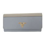 Prada Saffiano Leather Blue Gray Bifold Wallet