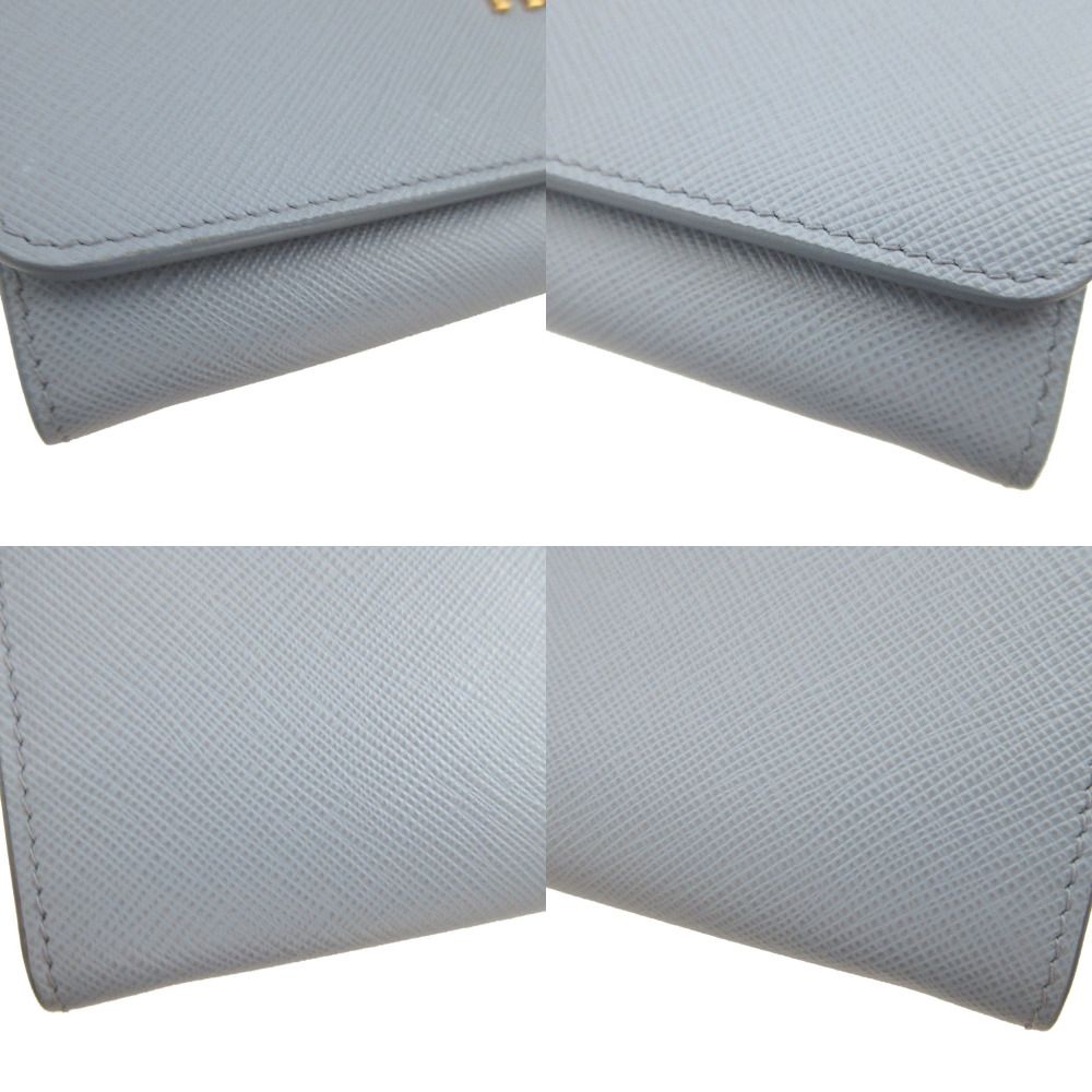 Prada Saffiano Leather Blue Gray Bifold Wallet — view 8