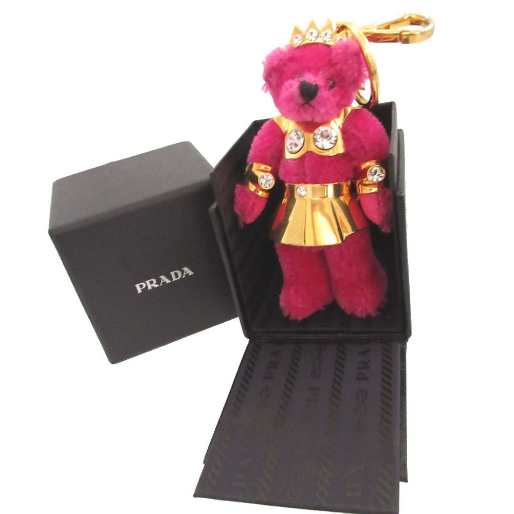 Prada Bear Fabric Pink Bag Charm Key Holder — view 2
