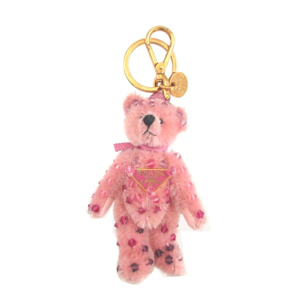 Prada Bear Mohair Swarovski Pink Bag Charm Key Holder